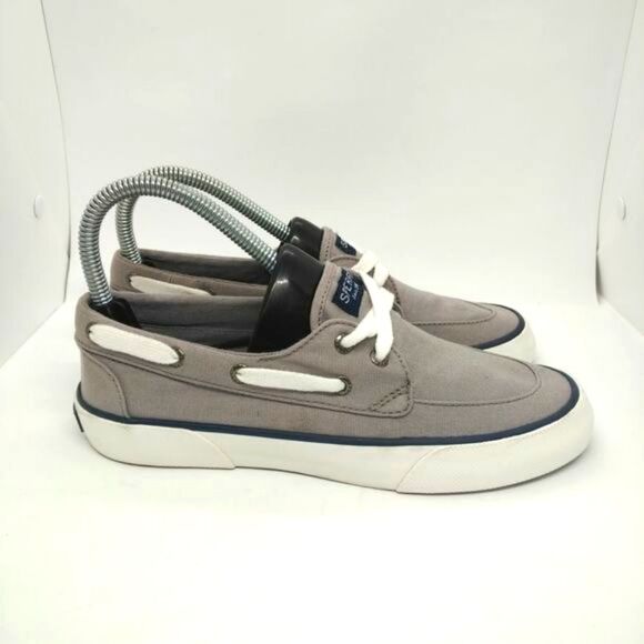 Sperry Top Sider Pier Boat Casual Canvas Shoes Women's Size 6.5 Grey White - Picture 2 of 8